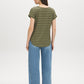 Striped Melange Cuffed Sleeve Tee - Suzy Shier