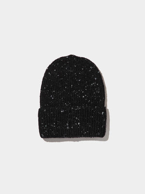 Tuque mouchetée et côtelée Black