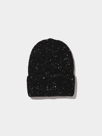 Speckled Ribbed Beanie Black