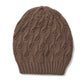 Lt Brown Knitted Cable Hat - Close-up Cable Knit Detail - Suzy Shier