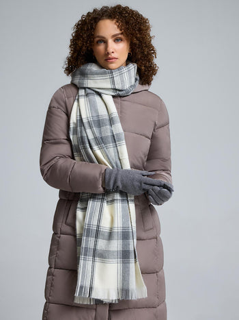 Soft Brushed Plaid Scarf Charcoal