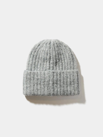 Fuzzy Ribbed Beanie Grey