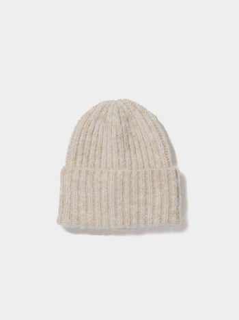 Fuzzy Ribbed Beanie Beige