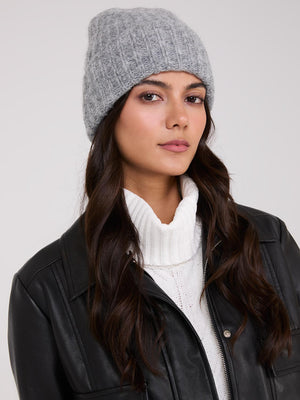 Fuzzy Ribbed Beanie Grey