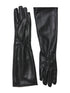 Black Long Faux Leather Gloves - Sleek Finish with Warm Lining - Suzy Shier
