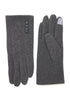 Charcoal iTouch Knit Gloves with Button Detail - Close-up of Button and iTouch Fingertips - Suzy Shier