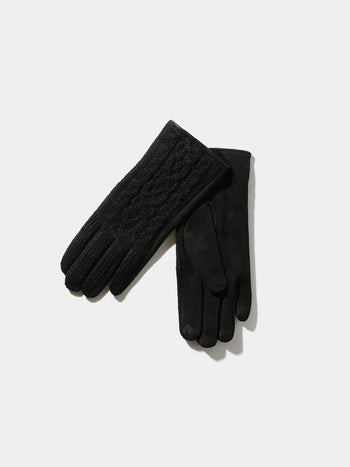 Gants tactiles en tricot torsadé Black