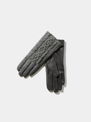 Gants tactiles en tricot torsadé Grey