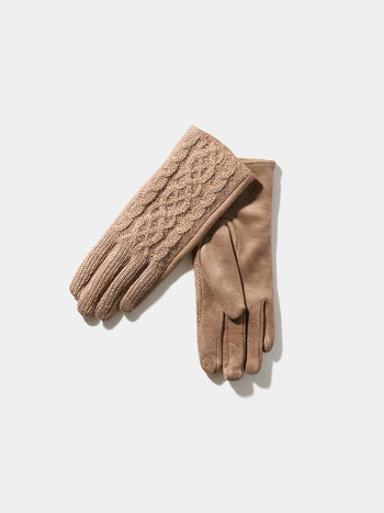 Gants tactiles en tricot torsadé Camel