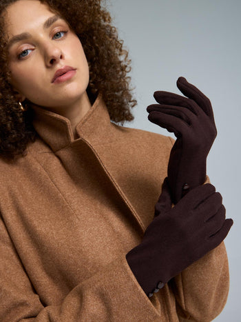 3-Button iTouch Gloves Brown