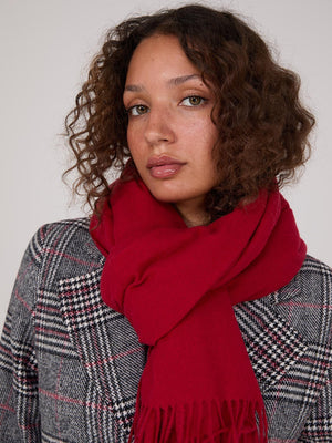 Brushed Scarf With Fringe Edges Mars Red