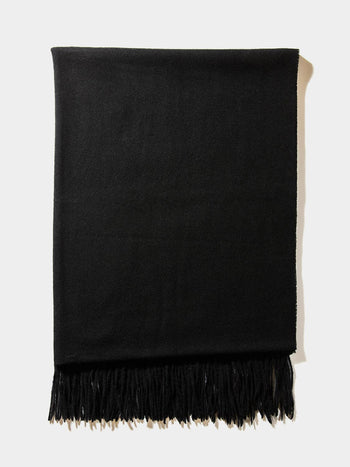 Brushed Scarf With Fringe Edges Black