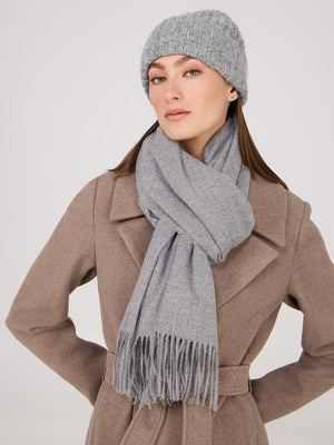 Brushed Scarf With Fringe Edges Grey