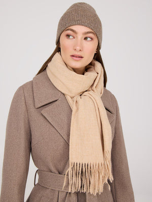 Brushed Scarf With Fringe Edges Camel