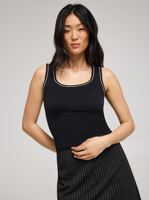 Contrast Trim Scoop Neck Tank Top