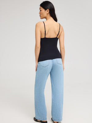 Camisole double épaisseur à col en V Black