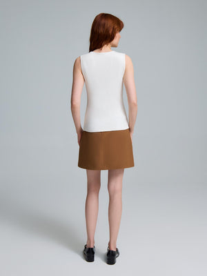 Double Layer High Neck Tank Top Antique Creme