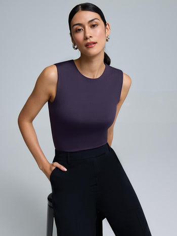 Double Layer High Neck Tank Top Grape Royal