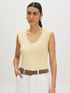 White Sleeveless Rib Jersey V-Neck Tank Top - Woman Wearing Fitted V-Neck Tank - Suzy Shier