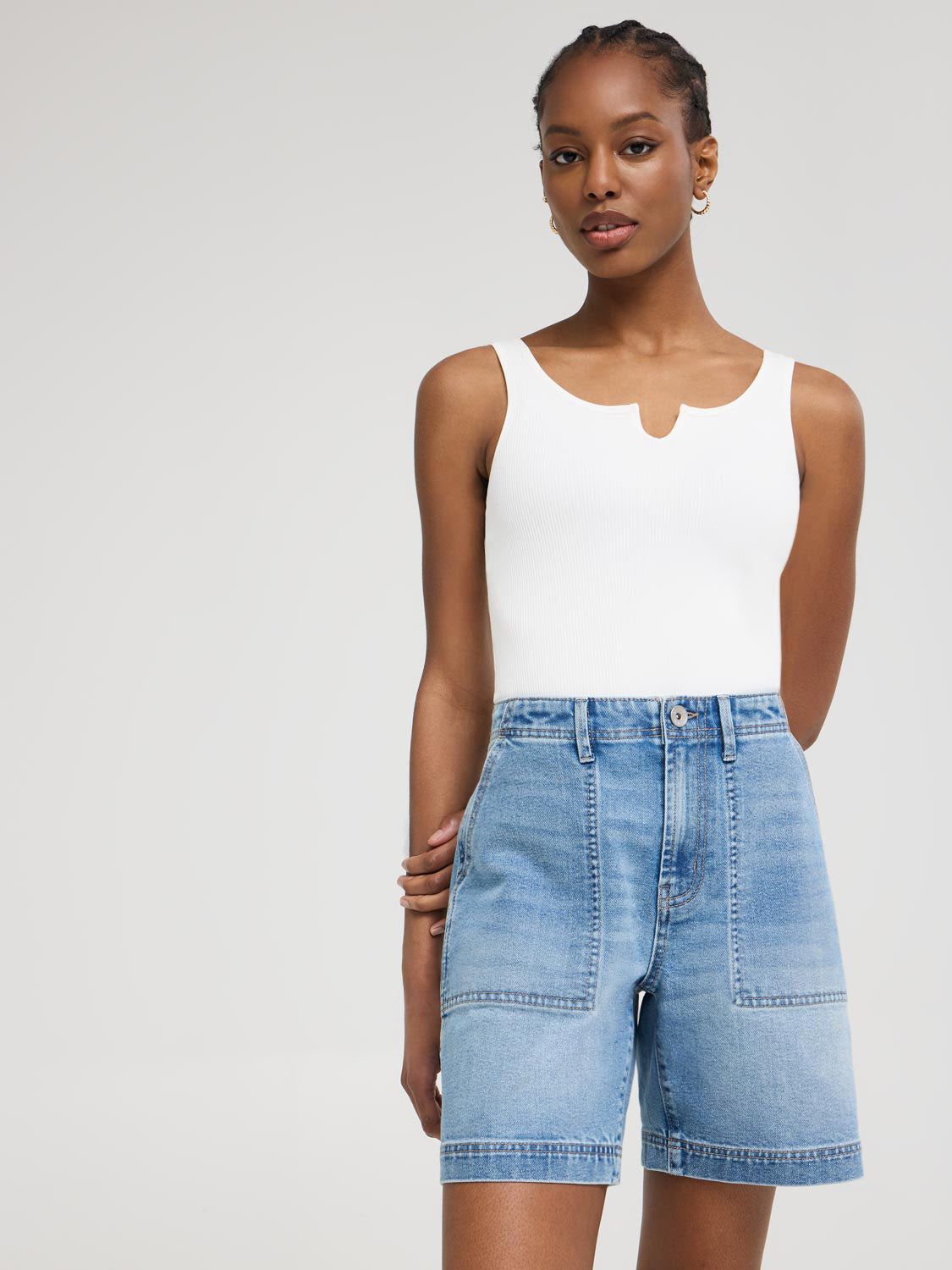 Notch Neck Ribbed Tank Top – Suzy Shier