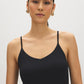 Black V-Neck Jersey Tank Top - Woman Wearing Soft Jersey Spaghetti Strap Top - Suzy Shier