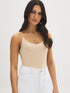 Black V-Neck Jersey Tank Top - Woman Wearing Soft Jersey Spaghetti Strap Top - Suzy Shier