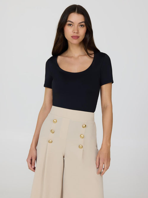 Double Layer Scoop Neck T-Shirt
