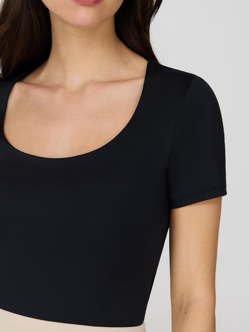 Double Layer Scoop Neck T-Shirt