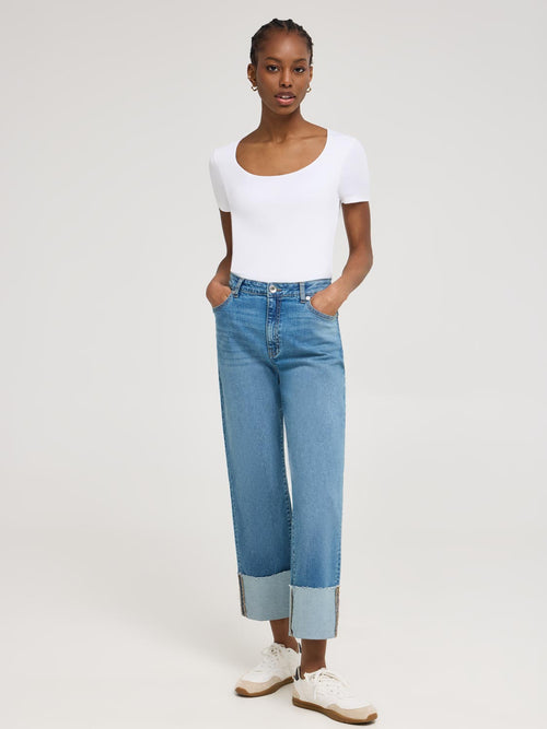 Double Layer Scoop Neck T-Shirt