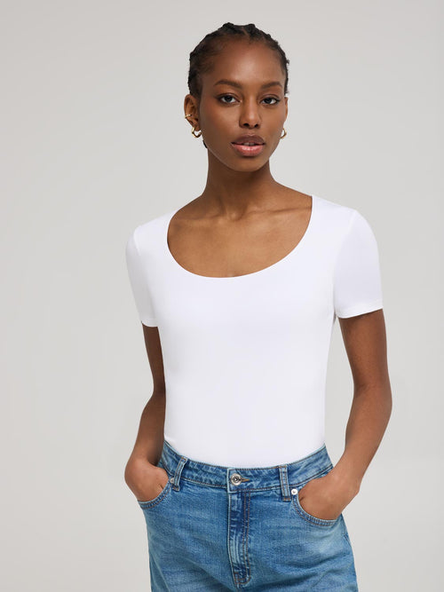 Double Layer Scoop Neck T-Shirt