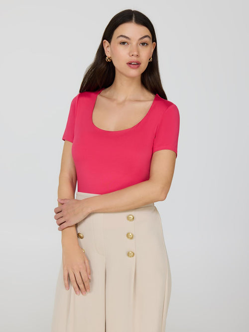 Double Layer Scoop Neck T-Shirt