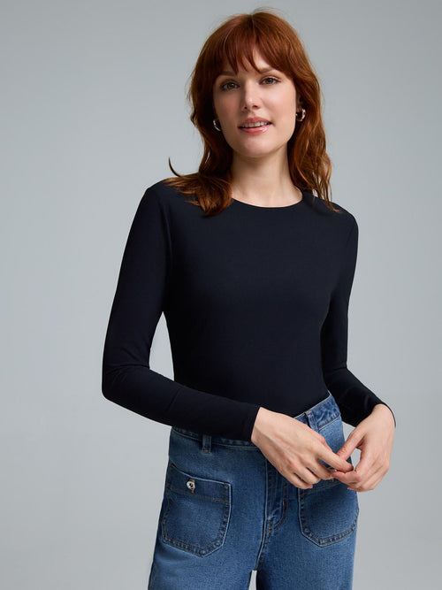 Double Layer Crew Neck Ribbed Top