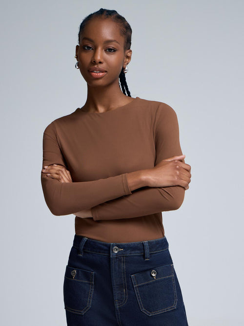 Double Layer Crew Neck Ribbed Top