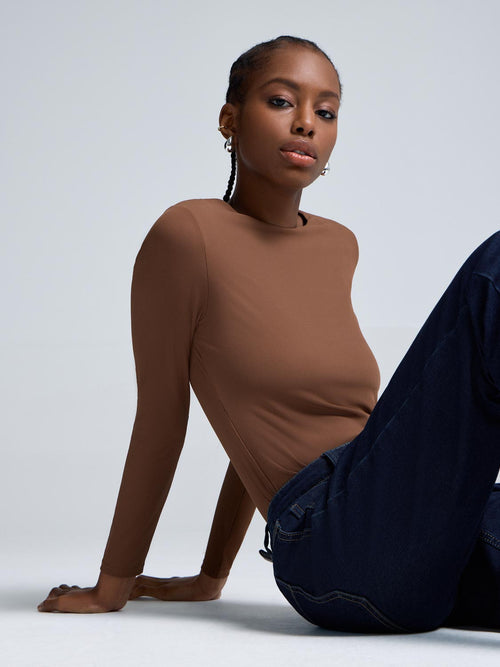 Double Layer Crew Neck Ribbed Top