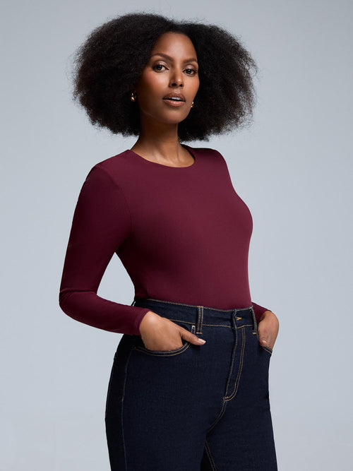 Double Layer Crew Neck Ribbed Top