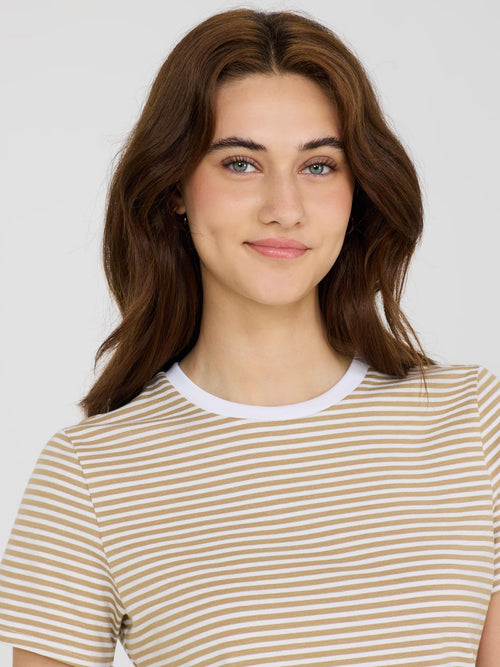 Striped Short Sleeve Screw Neck T-Shirt