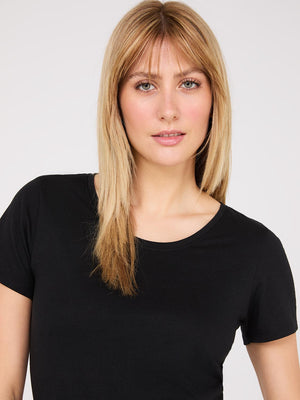 Scoop Neck Melange T-Shirt Black