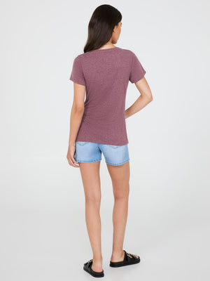 Scoop Neck Melange T-Shirt Rumba Red