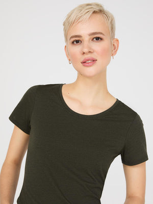 Scoop Neck Melange T-Shirt Ivy