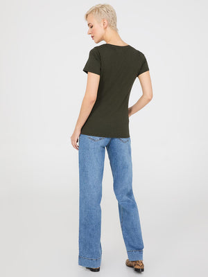 Scoop Neck Melange T-Shirt Ivy