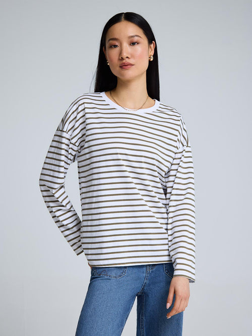 Striped Long Sleeve Cotton T-Shirt