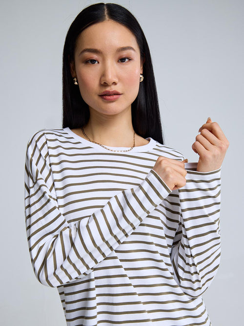 Striped Long Sleeve Cotton T-Shirt