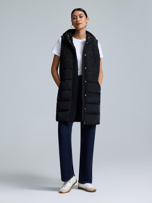 Long Hooded Puffer Vest
