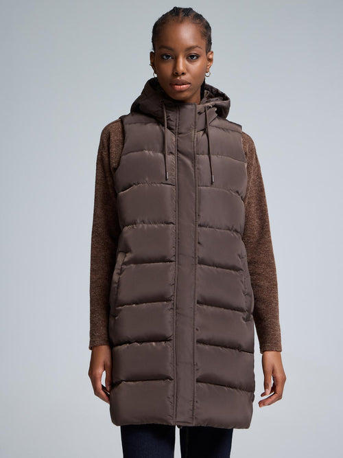 Long Hooded Puffer Vest