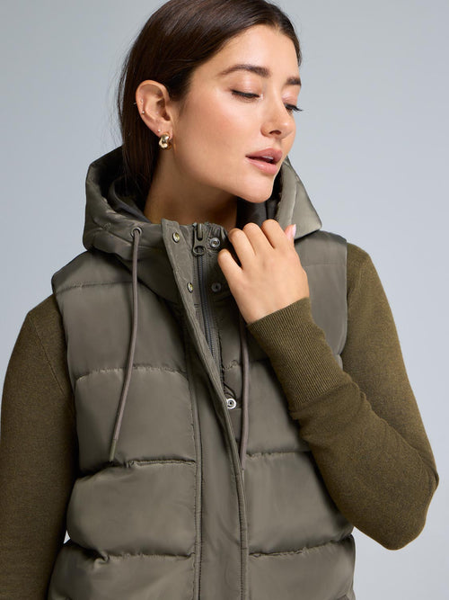 Long Hooded Puffer Vest