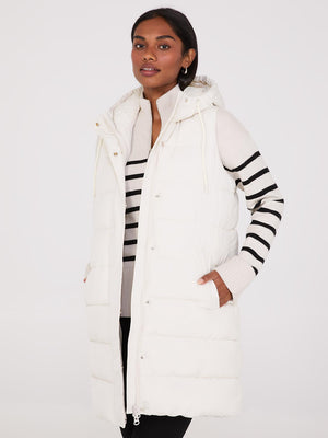 Long Hooded Puffer Vest Makeup