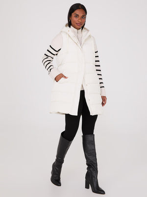 Long Hooded Puffer Vest Makeup