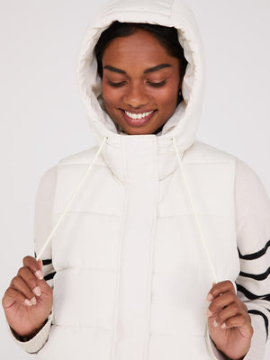 Long Hooded Puffer Vest Makeup