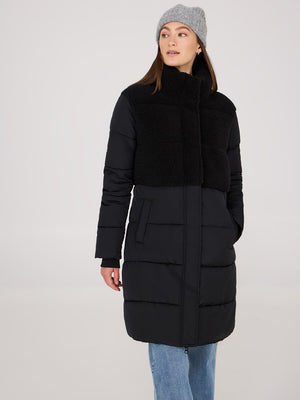 Short Shearling Puffer Jacket Black