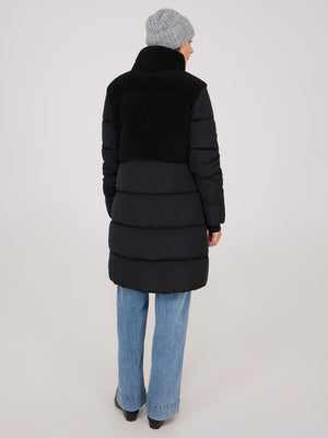 Short Shearling Puffer Jacket Black